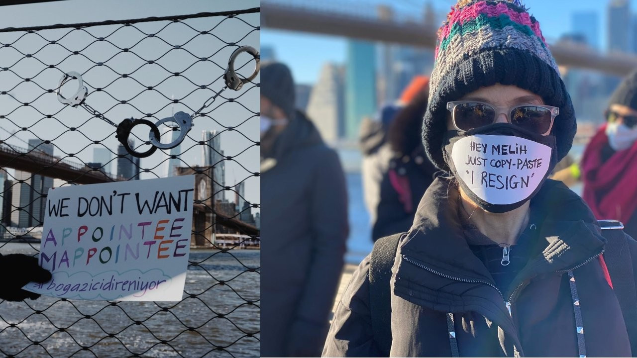 Boğaziçi graduates handcuff Brooklyn Bridge to protest new rector