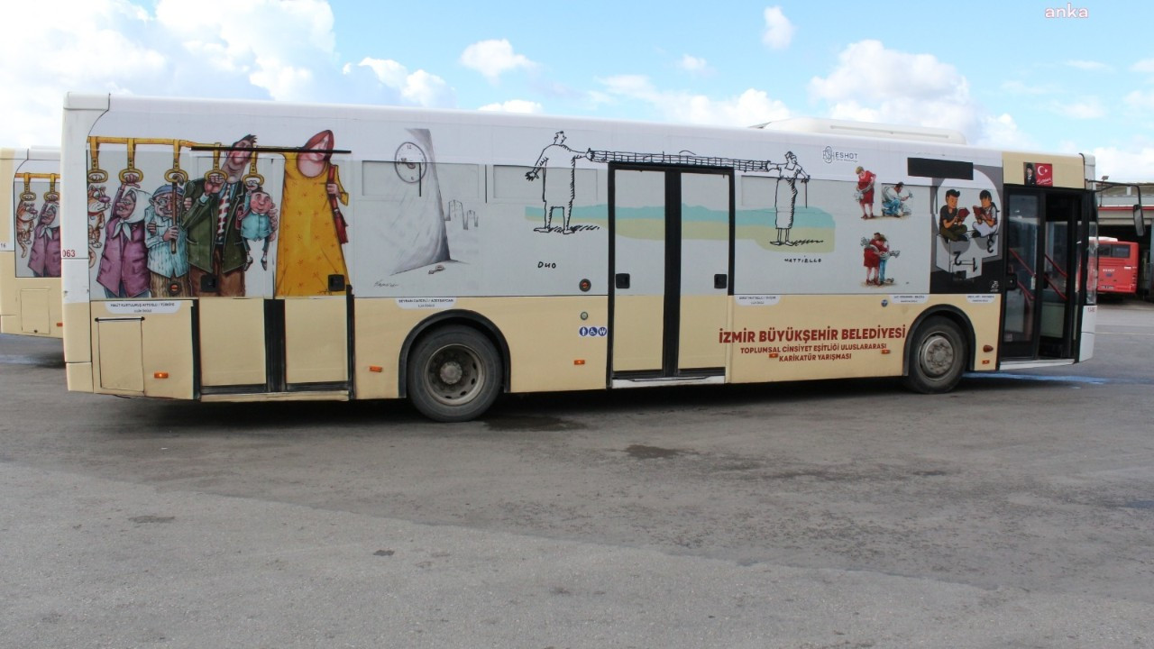 İzmir Municipality displays gender awareness caricatures on buses