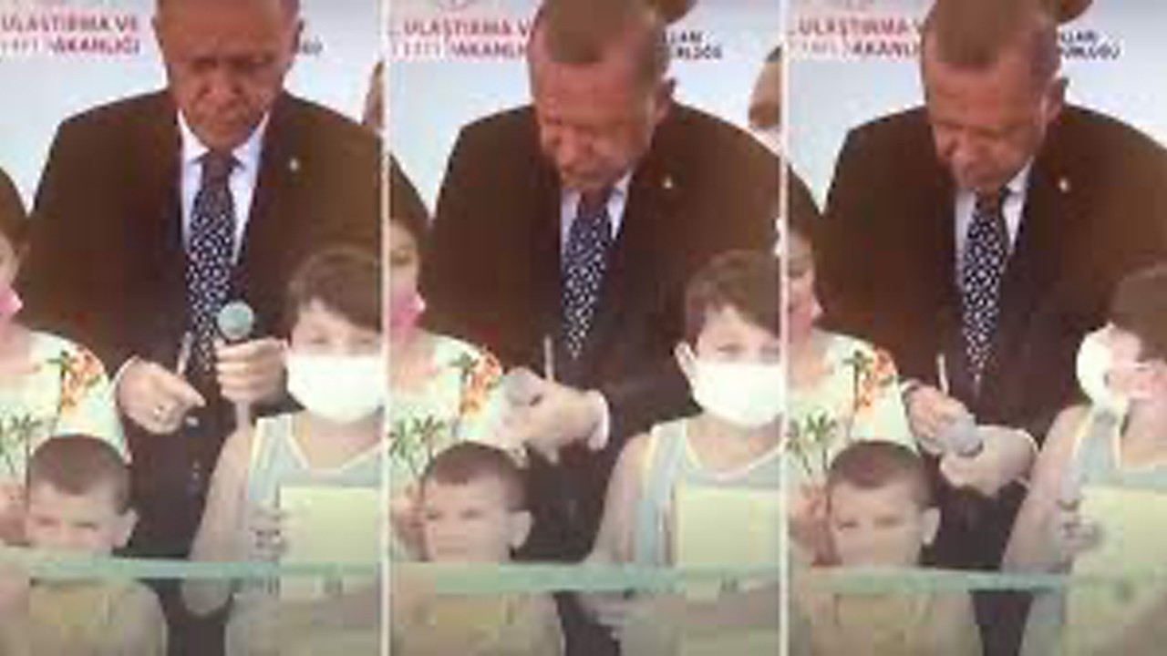 Erdoğan hits child on head for cutting ribbon too early at ceremony