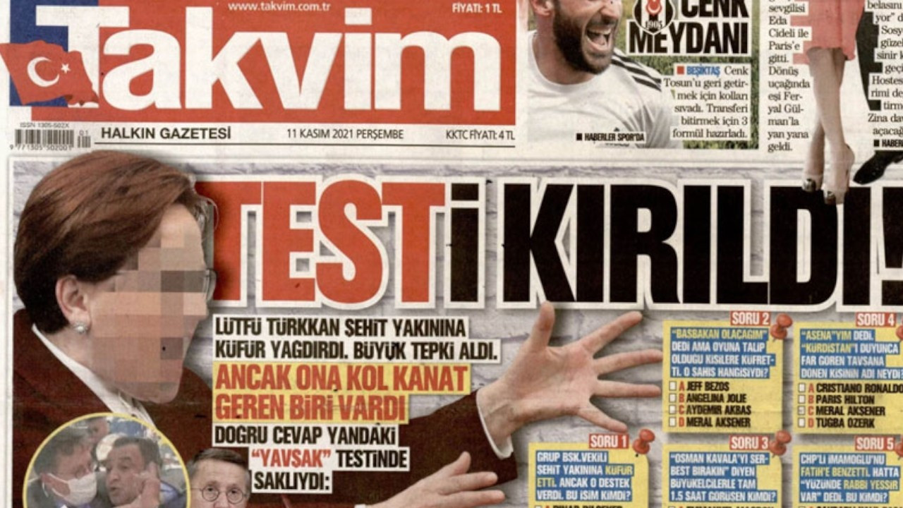 Turkish pro-gov't daily blurs opposition leader's face on front page