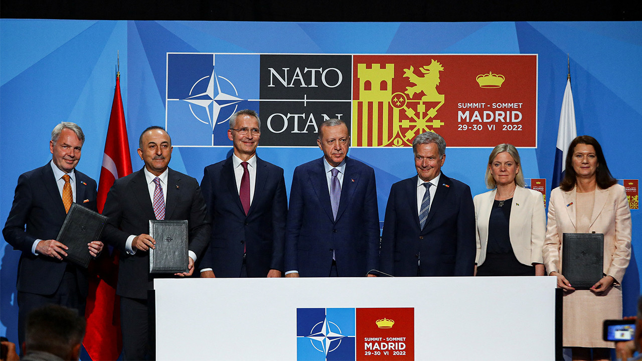 Turkey, Finland, Sweden gather for first time after NATO summit