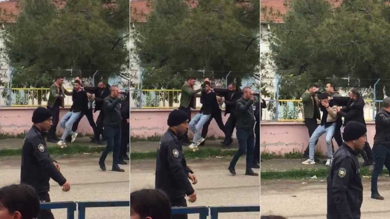 Turkish police batter man during Green Left Party's election office opening, detain him afterwards