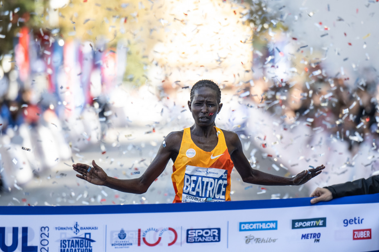 Kenyan runner came first in the Women's Category. Photo: Anadolu Agency