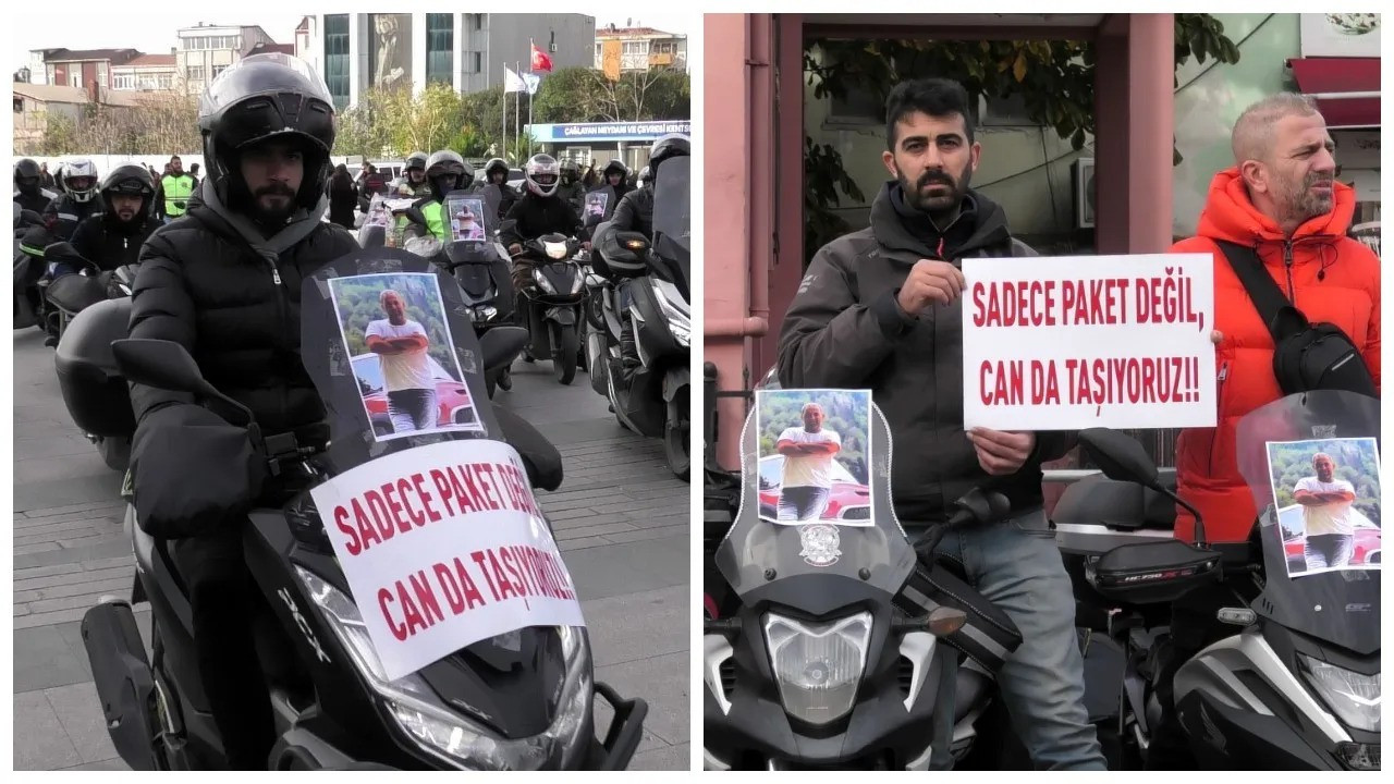 Motor couriers protest injury of colleague in front of Istanbul court