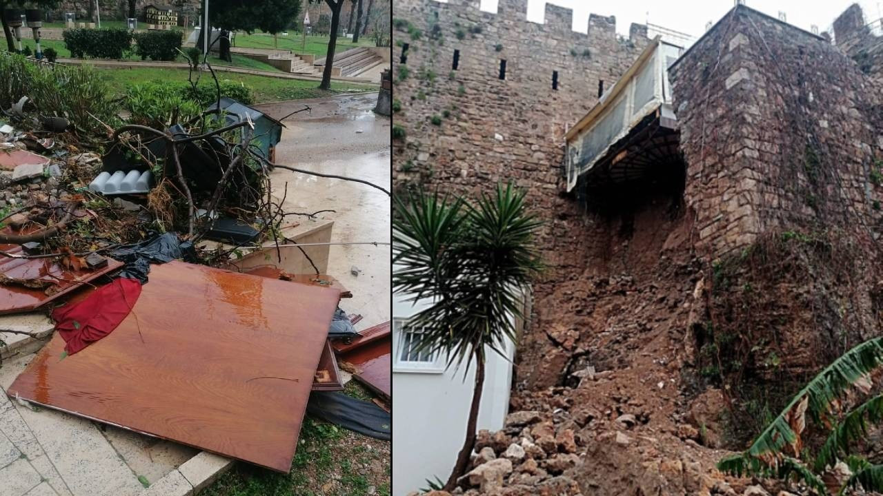 Ancient city walls of Antalya crumble after storm, illegal development