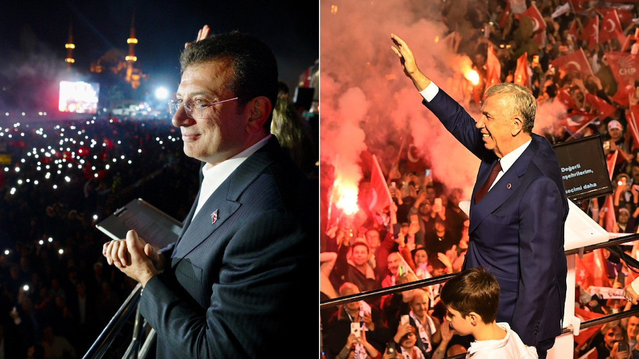 Thousands of supporters gather for İmamoğlu and Yavaş’s re-election victory speeches