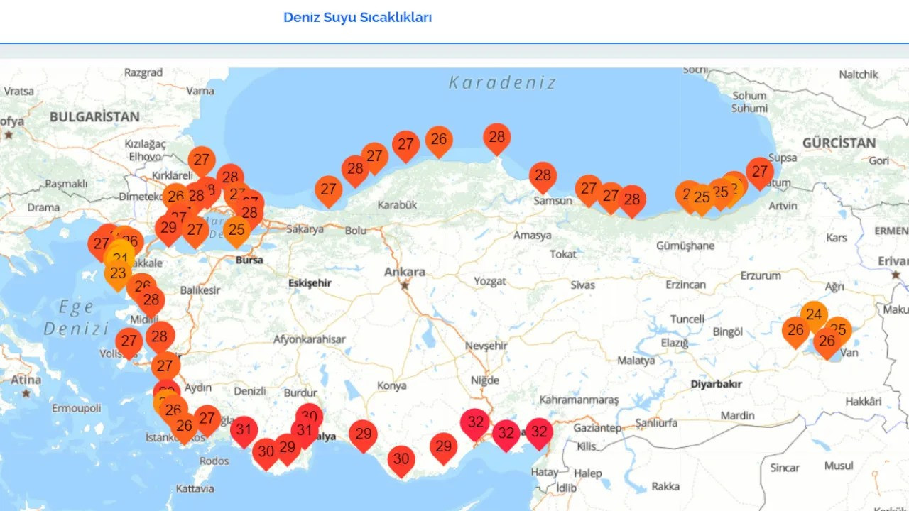 Mediterranean Sea surface temperature on Turkish coast surpasses unprecedented 32 °C