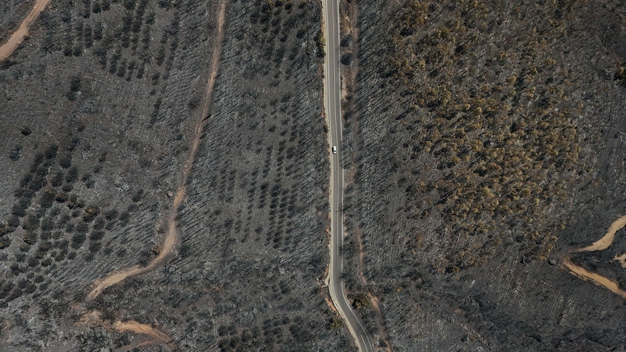 Recent wildfires change color of landscape in western Turkey