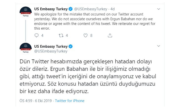 Turkey protests after U.S. Embassy likes tweet about ill nationalist party leader