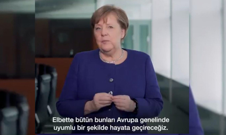 German chancellor releases video urging ‘social distancing’ with Turkish subtitles
