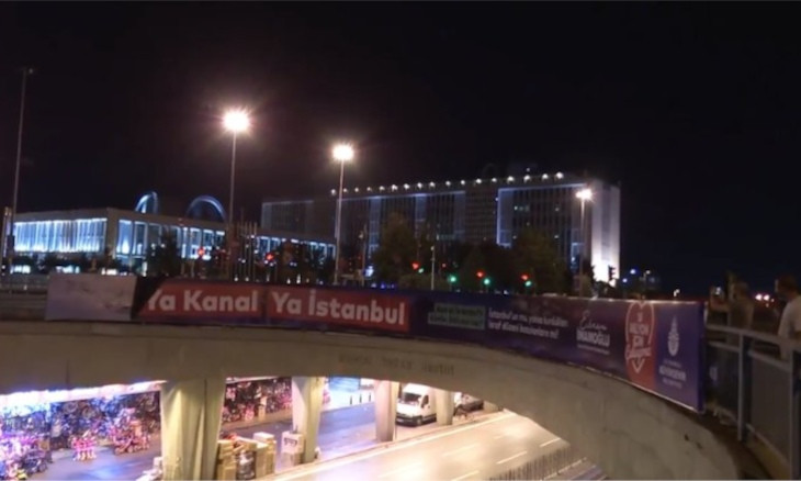 Police take down Istanbul municipality's posters against Kanal Istanbul project