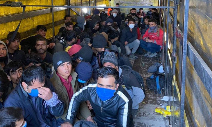 Over 200 migrants found inside lorry trailer in Van